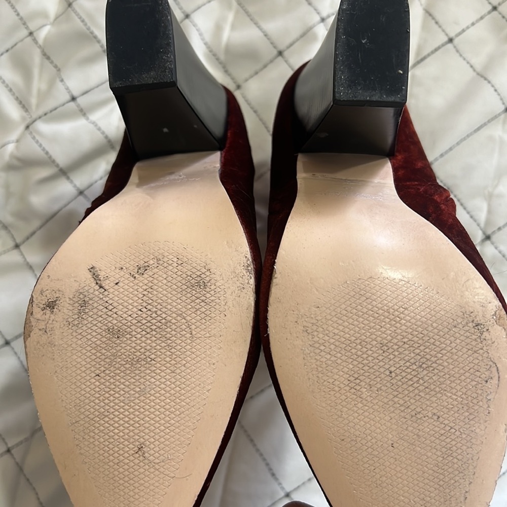 Burgundy Velvet Zara Ankle Boots - Picture 4 of 7